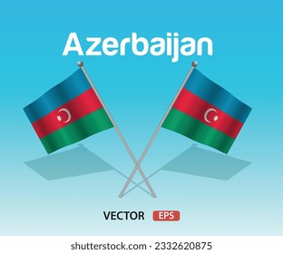 3D blowing Azerbaijan flag, vector design.