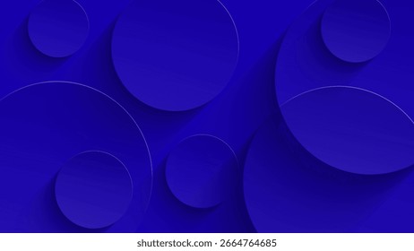 3D blauer abstrakter Hintergrund. Geometrische Formen. Gestapeltes transparentes Kreismuster. Modernes Illustrationsdesign. Blauer Farbverlauf.