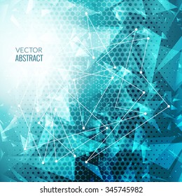 3D Blue Abstract Business Background with Triangles, Lines Halftone Dots and Shapes | EPS10 Design Layout for Your Business.