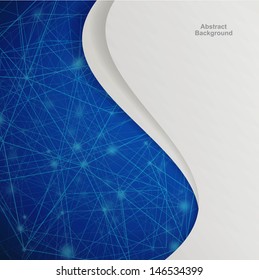 3D Blue Abstract Mesh Background with Circles