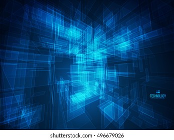 3D Blue Abstract Mesh Background. Good for Technology Business Artwork. Vector Illustration.