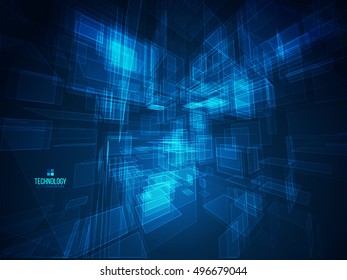 3D Blue Abstract Mesh Background. Good for Technology Business Artwork. Vector Illustration.