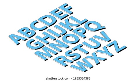 3 d letras en forma de alfabeto azul. Diseño de fuente vectorial isométrica de medio tono. Tipografía de concepto EPS 10 abc. 