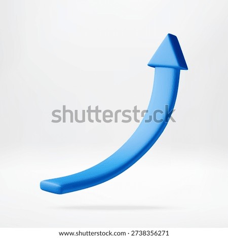 3D Blue arrow pointing upward indicating grow of investment and data. Growing chart business concept for financial strategy. Vector illustration