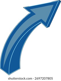 Seta Azul 3D Apontando para Cima com Direção do Contorno