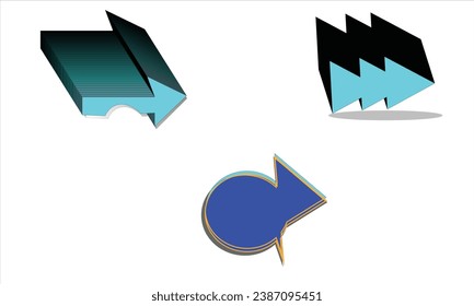 3D Blue Arrow Symbol Collection Vector Set