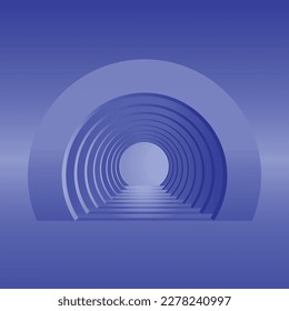 3d blue background tunnel circles background Vector illustration