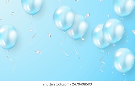 3D Blau Ballon Design Hintergrund Vektorgrafik Banner Vorlage Schöne Illustration