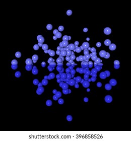 3d blue balls in the reflection