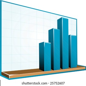 3D Blue Bar Chart Graph
