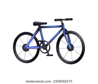 3D blue black mountainbike with thick offroad tyres. Bicycle mtb cross country aluminum, cycling sport transport concept isolated on white background 3D cartoon