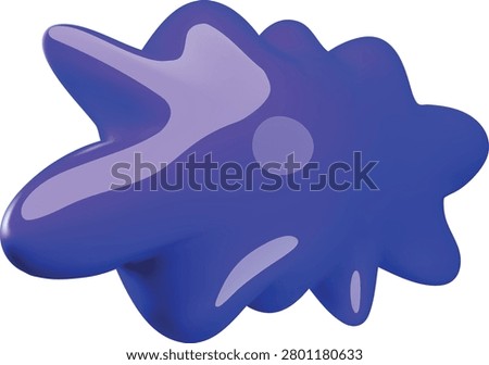 3D blue blob cartoon plastic style vector icon. Abstract blot, paint splash with smooth curved edges. Bright slime, jelly stain, liquid dripping smudge. Realistic dribble design element
