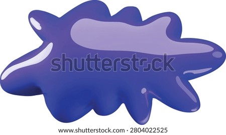 3D blue blob cartoon plastic style vector icon. Abstract blot, paint splash with smooth curved edges. Realistic bright slime, jelly stain, liquid drip. Goo and mucus smudge. Dribble design element