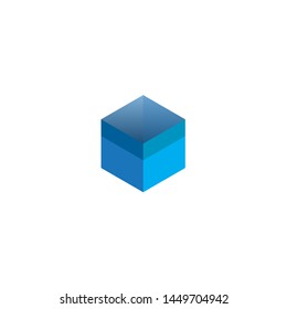 3D blue box logotype, icon, vector illustration