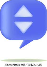 3d blue bubble up and down icon symbol design illustration isolated