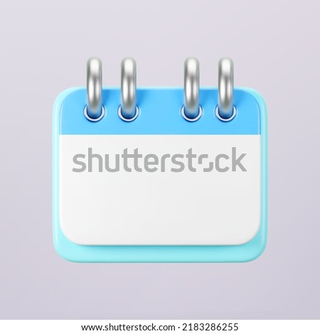 3d blue calendar icon isolated. Render of daily wedding event schedule planner, valentine's day, birthday. Menstrual calendar for control women cycle. 3d cartoon simple vector illustration
