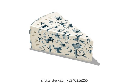 3D Blue Cheese Wedge and Slice Vector, Aged Roquefort Dairy Food Graphic, Blue Cheese Slice Illustration, Gourmet Dairy Wedge Graphic