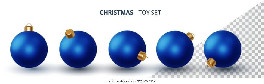 3d blue Christmas ball Isolated. Realistic New year toy decoration. Holiday celebration decoration element. Rendering vector.