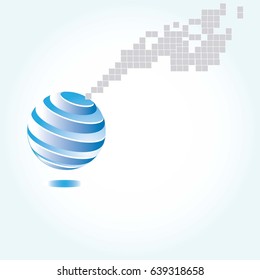 3D Blue circle Globe spiral illustrator vector technology with design abstract hand background