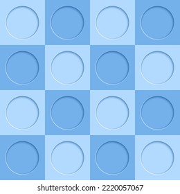 3D blue circles geometric frame design seamless pattern background. Vector illustration