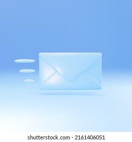 3D blue closed mail envelope icon. Congratulations email visualization. Vector illustration.