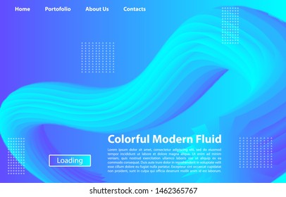 3D Blue Color Background of modern fluid. Landing page design. Fluid Shape Vector Form. 3D Poster for website design.