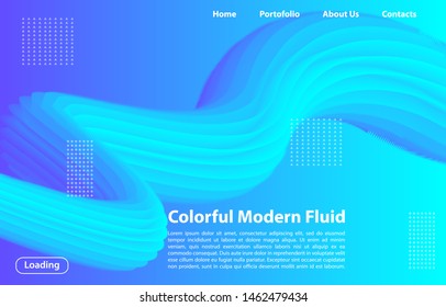 3D Blue Color Background of modern fluid. Landing page design. Fluid Shape Vector Form. 3D Poster for website design.