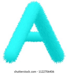 3D blue color with fur font A created vector by illustration