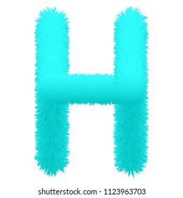 3D blue color with fur font H created vector by illustration