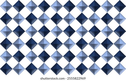 3D blue diamond checkerboard repeat pattern, replete image, design for fabric printing