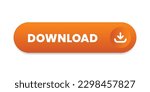 3D blue download button icon. Upload icon. Down arrow bottom side symbol. Click here button. Save cloud icon push button for UI UX, website, mobile application.