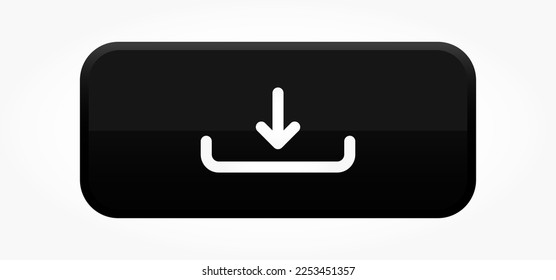 3D blue download button icon. Upload icon. Down arrow bottom side symbol. Click here button. Save cloud icon push button for UI UX, website, mobile application.