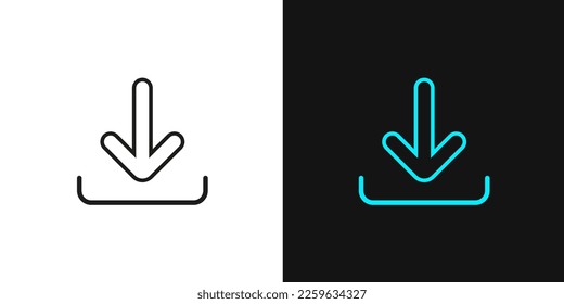 3D blue download button icon. Upload icon. Down arrow bottom side symbol. Click here button. Save cloud icon push button for UI UX, website, mobile application.