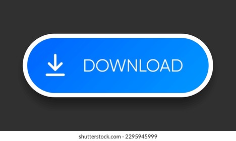Icono del botón azul de descarga 3D. Icono de envío. Símbolo inferior de la flecha abajo. Pulse aquí. Botón de inserción de icono en la nube para UI UX, sitio web, aplicación móvil.