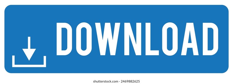3D blue download button icon. Upload icon. Down arrow bottom side symbol. Click here button. Save cloud icon push button for UI UX, website, mobile application.