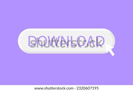 3D blue download button icon. Upload icon. Down arrow bottom side symbol. Click here button. Save cloud icon push button for UI UX, website, mobile application. Vector illustration