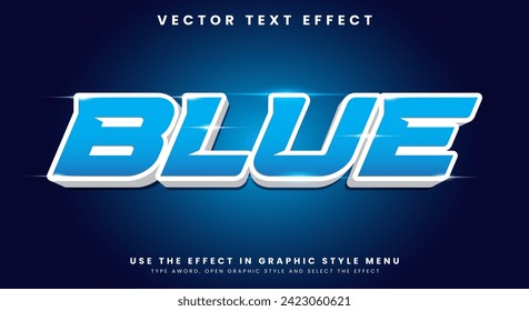 Efecto de texto editable en azul 3D con fondo negro