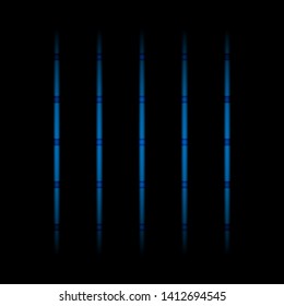 3d blue fading neon light elements, vertical lines and dots on black background. Futuristic abstract pattern. Texture for web-design, website, presentations, digital printing, fashion, concept design.