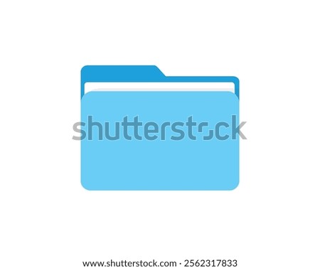 3d blue folder icon. File folder icon. Document binder data archive. Office folder icon with documents. Folder for reports and archive cases. Vector Illustration