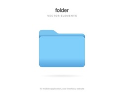 3d blue folder icon isolated on white background. Document symbol. 3d file icon. Binder sign modern, simple, vector, icon for website design, mobile app, ui. Vector Illustration