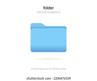 Icono de carpeta azul 3d aislado en fondo blanco. Símbolo del documento. Icono de archivo 3d. Signo de binder moderno, simple, vector, icono para el diseño de sitios web, aplicación móvil, ui. Ilustración vectorial