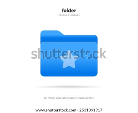 3d blue folder icon isolated on white background. Document symbol. 3d file icon. Binder sign modern, simple, vector, icon for website design, mobile app, ui. Vector Illustration