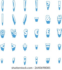 A 3D blue font set including symbols. Ideal for headings and pop designs.