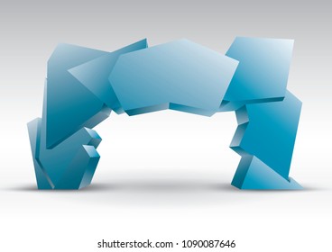 3d blue gate entrance exhibition vector editable with modern style on isolated background