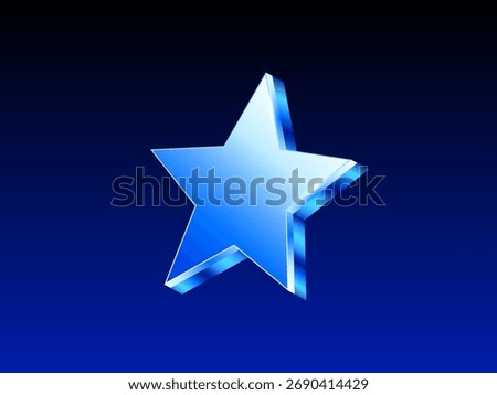 3D blue glowing star vector on a dark gradient background, symbolizing achievement, excellence, rating, and success. Ideal for awards, recognition, or futuristic design projects.