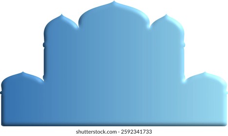 3D blue gradient Islamic frame vector illustration, perfect for elegant invitations, certificates, and decorative designs.