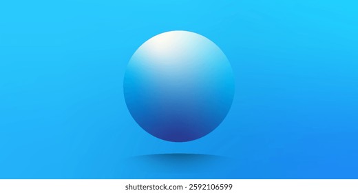 3D blue gradient sphere floating on a bright blue background with a subtle shadow, creating a sleek and modern look