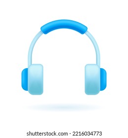 3d blue headphones isolated on white background. Modern vector in realistic style