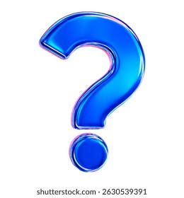 3d blue holographic or neon question mark icon. Faq problem solution symbol. Stock vector illustration on isolated background.