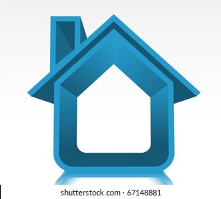 3D Blue House Illustration/Icon